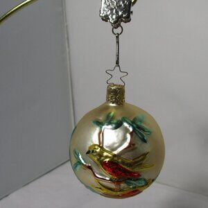 Vintage Colorful Inge-Glas Glass Birds in Tree Nest Christmas Holiday Ornament